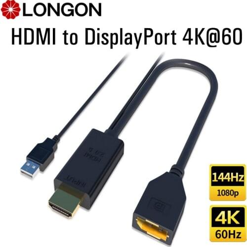 LONG HDMI-compatible to DisplayPort 4K 60Hz 2K 144 120Hz Adapter Converter HDMI Male to DP FeMale For PC TV PS4 PS5 Extension