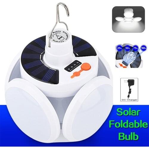 Solar LED Camping Light Bulb USB Rechargeable Portable Lantern Emergency Outdoor Camping Light BBQ Trip Night Market Tent Lamp
