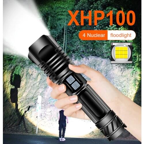 38000 lumens XHP100 portable flashlight USB super powerful flashlight 28650 rechargeable led waterpoor light xhp 90.2 zoom lamp
