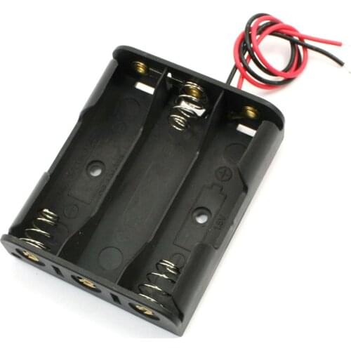 Practical-Spring Clip Black Plastic 3 x 1.5V AA Battery Case Slot Holder