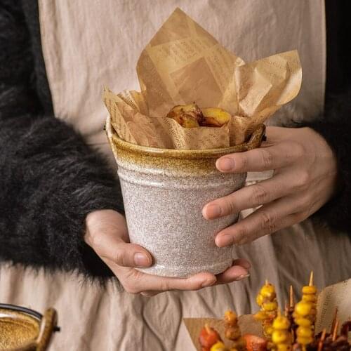 Retro ceramic commercial ktv bar ice bucket mini ice bucket portable creative snack bucket fried chicken and fries bucket