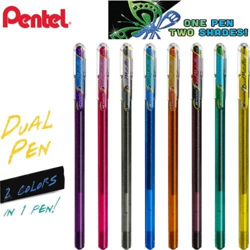 PENTEL K110 Flash Colored Liquid Gel Roller Pens Metallic Colors Black Card Drawing 2 Colors In One Pen Japanese Stationery