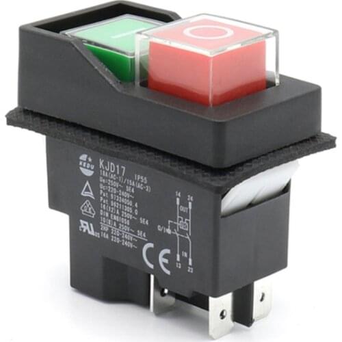 KJD17 Garden Tools Electromagnetic Starter Push Button Switches Machine Tool Equipment IP55 Waterproof Safety Switch 16A AC250V