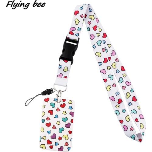 Flyingbee X1754 Color Heart Painting Art Creative Lanyard Badge ID Lanyard Mobile Phone Rope Key Lanyard Neck Straps Accessories