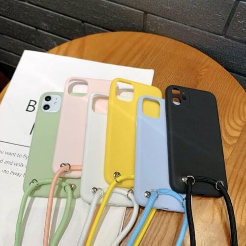 Crossbody Necklace Strap Lanyard Cord Silicone Phone Case For Iphone 12 Pro Max 11 Mini X XR XS 6S 7 8 Plus 5 SE 5S Tpu Cover