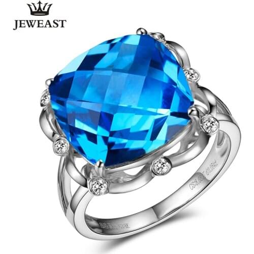SLFD Natural topaz 18K Pure Gold 2020 New Hot Selling Top Ring Women Heart Shape Ring For Ladies Woman Genuine Jewelry