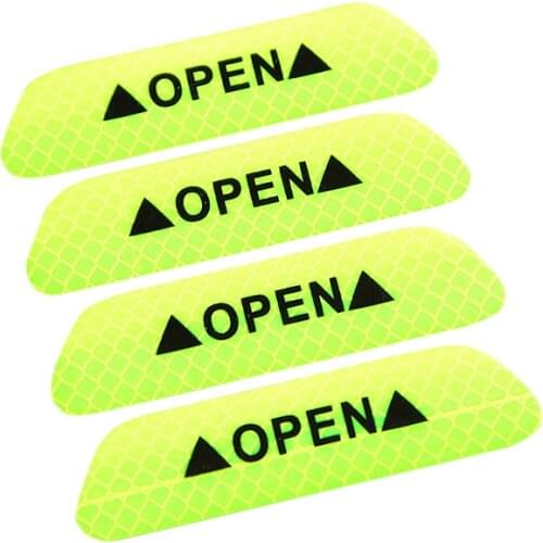 4pcs/lot English Letters OPEN Reflective Strip Tape for Car Bumper Door Handle Reflective Strips Secure Reflector Stickers