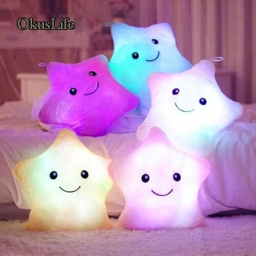 Luminous LED Light Pillow Star Heart Shaped Cushion Colorful Glowing Pillow Plush Gift For Girl Kids Birthday Home Decoration