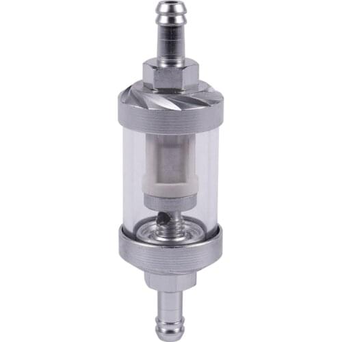 Universal Chrome Glass Fuel Petrol crude oil engine Inline Filter 5/16 "8mm Silver
