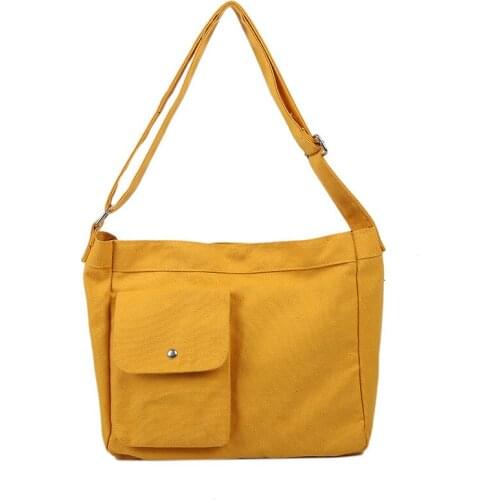 Capacity Canvas Women Shoulder Bag Pocket Cotton Tote Shopper Bag Pure Color Eco Reusable Shopping Bag Handbag Cloth Messenger