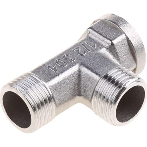 Y55D G1/2" Tee 3 Way Plumping Pipe Fittings Stainless Steel T type Threaded Valve