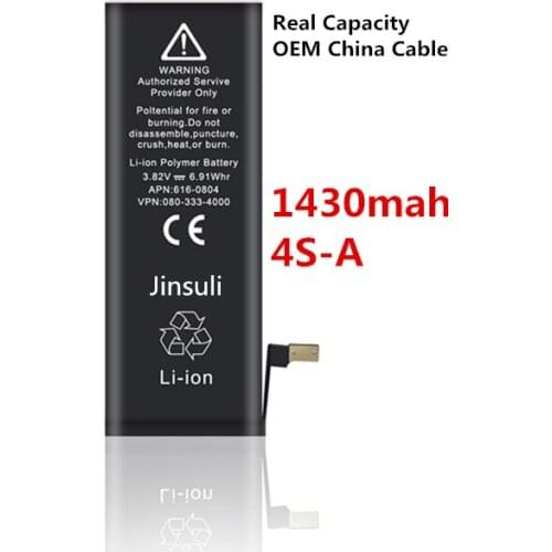Jinsuli 10pcs/lot Real Capacity China Protection board 1430mAh 3.7V Battery for iPhone 4S 4GS zero cycle replacement repair 4S-A