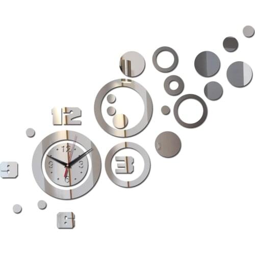 New limited promotion hot home decoration diy mirror wall clock clocks modern living room fashion 3d quartz needle acrylic