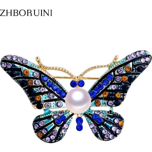 ZHBORUINI New Natural Pearl Brooch Retro Butterfly Pearl Breastpin Freshwater Pearl Jewelry For Women Christmas Gift Accessories