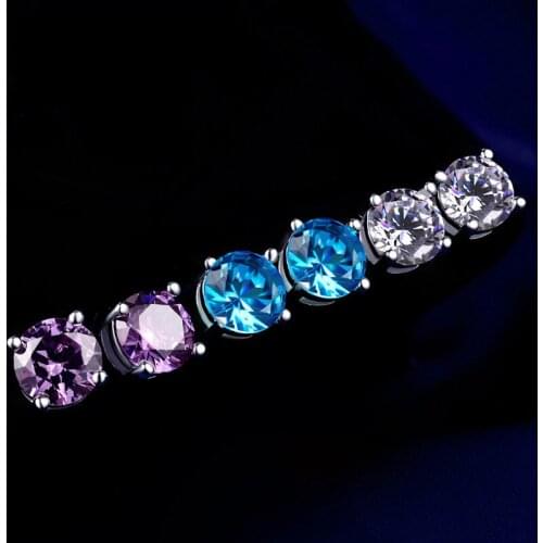 Wholesale Price 925 Sterling Silver Earrings Clear CZ Four Claws Square Stud Earrings for Women Fashion Jewelry