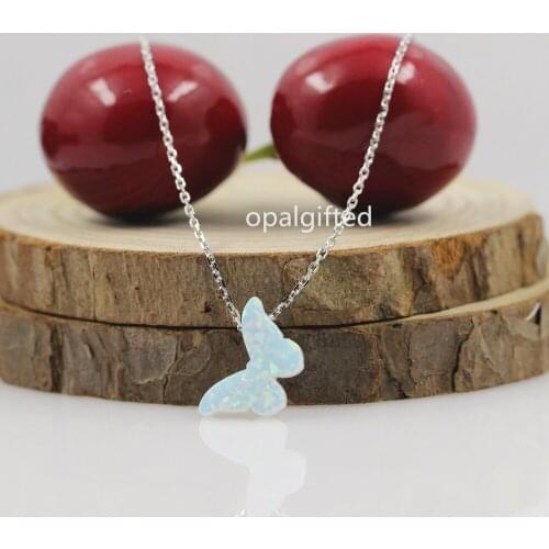 1pc/lot)8.6*14.1mm Blue/White Fire Opal Butterfly Pendants & Necklaces For Women 925 Sterling Silver Necklace Gift Hot 2020
