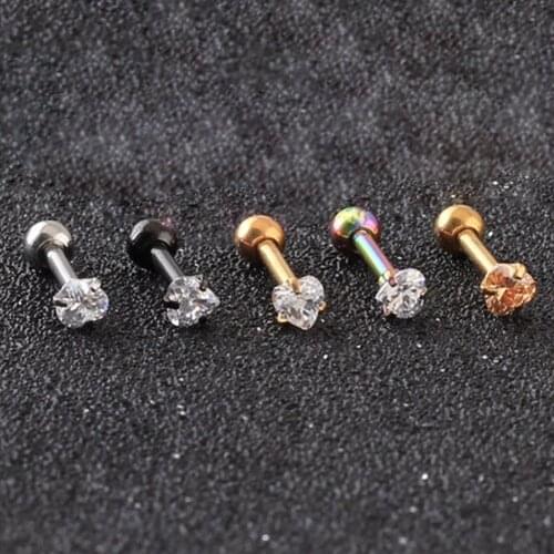 1PC Dazzling zircon Heart stud earrings 3/4/5/6/8mm Earrings Ear Bone Nail Small Heart Stainless Steel women jewelry #287445