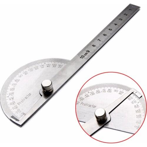 1pc 180 Degree Adjustable Protractor Angle Finder Angle Ruler Round Head Rotary Stainless Steel Measuring Tool for Woodworking