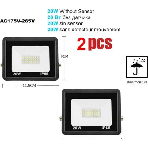 2 pcs 220V 10-100W LED FloodLight Spotlight Exterior Street wall reflector Light led garden Lamp PIR Sensor Motion 4 Modes Emerg