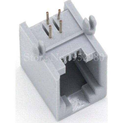 20pcs/lot Phone Jack Socket 4P4C RJ45 Female Ethernet Network Socket Gray 15MM High 55A2