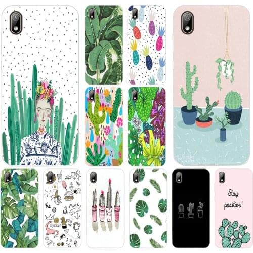 20 Candy Color Leaf Print Silicone TPU Protective Cover Phone Case On Case For Huawei Y5 Y6 Y7 Prime 2019 Case Soft