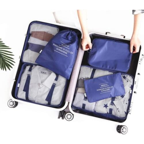 2017 6pcs/set Men and Women Luggage Travel Bags D-POCKET Packing Cubes Large Capacity Organizer Clothing Sorting Bag