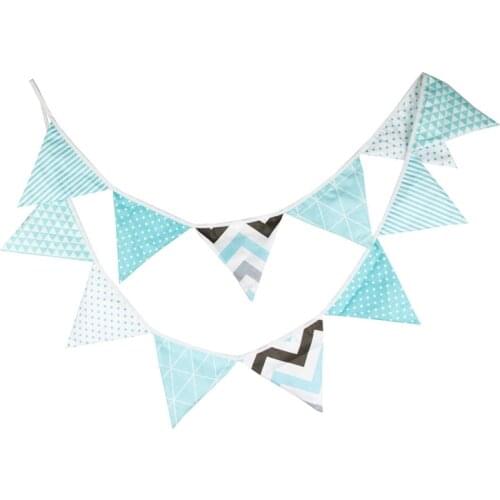 3.2m Tiffany Blue Cotton Banner 12 Flags Pennant Garland Wedding Birthday Party Bedroom Decor Valentines Day Gift