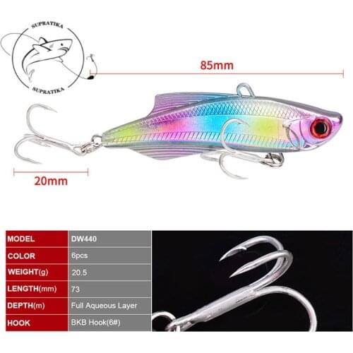 3D Eyes Fishing Lure Artificial Crank Pencil Plastic Hard Bait Wobbler Bionic Bait Bass 6# 6pcs/set 20.5g/7.3cm With BKB Hook