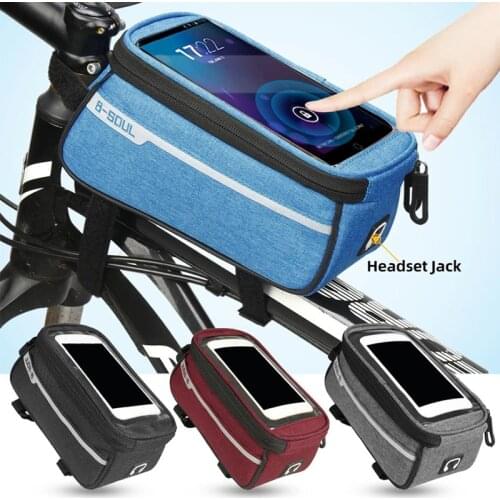 5.5 Inch 6 Inch Waterproof Bike Bag For Cell Phone Holder Case MTB Mountain Bike Front Frame Tube Bags Panniers Bike Accessories