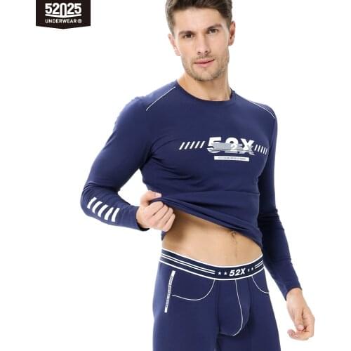 52025 Men Thermal Underwear Sporty Cut Trendy Print Cotton Modal Comfortable Stylish Long Johns Men Thermals Underwear Set