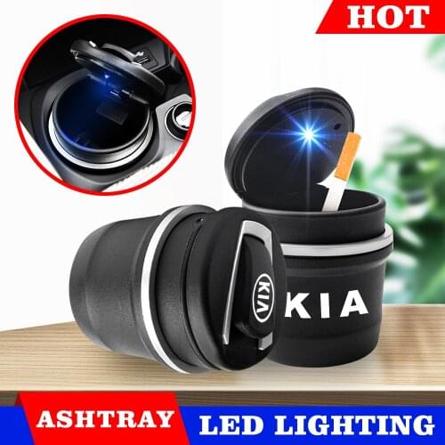 2Pcs Car Ashtray LED Ash Tray Portable Smokeless Auto Ashtray Flame Retardant Cigarette Holder Box for KIA KX3 5 7 9 Accessories