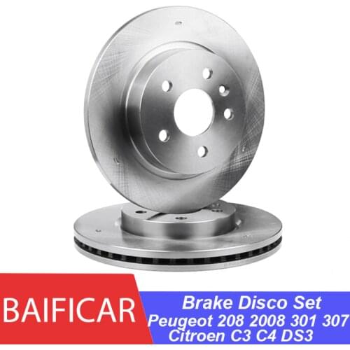 Baificar Brand New Front Rear Brake Wheel Hub Disc Disco Set For Peugeot 208 2008 301 307 Citroen C3 C4 DS3