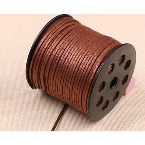 Free Shipping 100Yds Glitter Metallic Deep Brown Flat faux Leather Suede Cord, 3mm Cord,Faux Suede Cord for Bracelets 3mm
