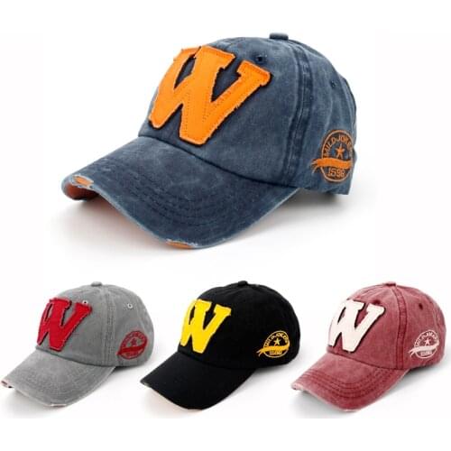 Dongsheng Cotton Embroidery Letter W Baseball Cap Snapback Caps Bone Casquette Hat Distressed Wearing Fitted Hat for Women Men