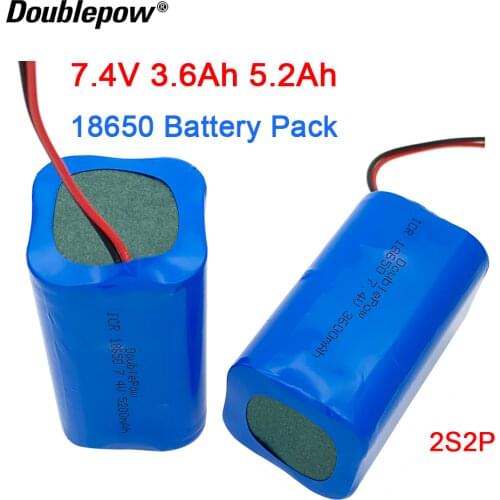 Doublepow 7.4V 18650 lithium battery 3600mAh/5200mAh Rechargeable battery pack megaphone speaker protection board+XH-2P Plug