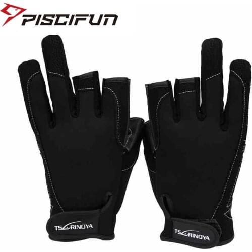 Hot Sale Trulinoya 1 Pair Fishing Gloves Outdoor Sports Breathable Anti-slip 3 Low-Cut Fingers Fishing Gloves