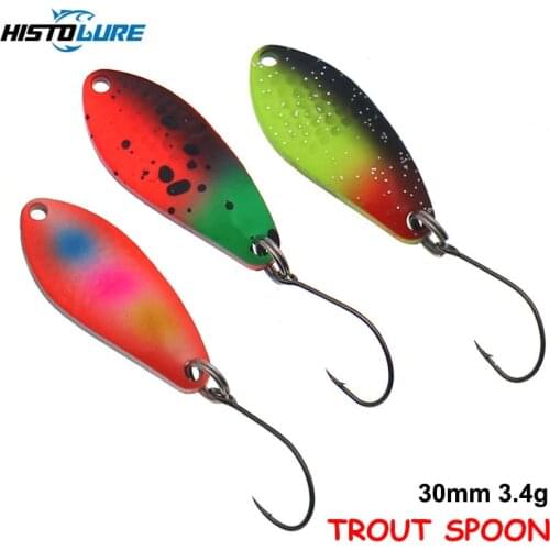 HISTOLURE Fishing Lure spoon 3g 32mm S-shaped Sequins Baits Trout Bait Spoon Metal Lure single hook Artificial Bait