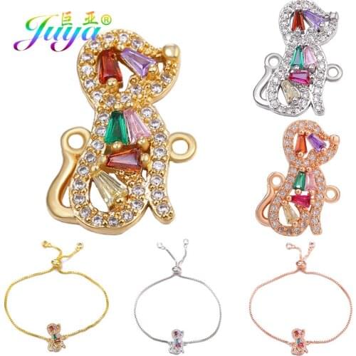 Juya DIY Bracelets Making Accessories Mulicolor Crystals Animal Dog Charm Connectors For Women Kids Bracelets Earrings Making