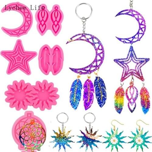 Lychee Life 6Pcs Dream Catcher Silicone Mold For Diy Polymer Clay Tools Keychain Pendant Resin Mold Earring Making Pottery Tools