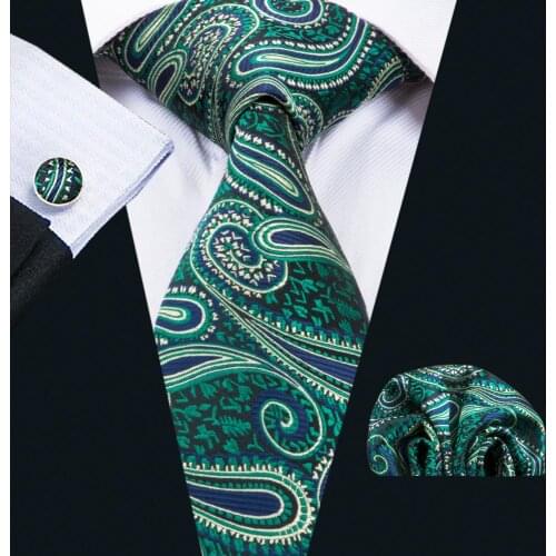 FA-1721 2017 Barry.Wang Men`s Tie Floral Silk Jacquard Woven Gravata Necktie Hanky Cufflink Set For Business Groom Wedding Party