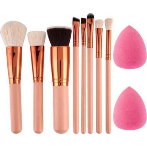 Makeup Brushes Set Professional Eyeshadows Eyebrow Lip Brush Womens Cosmetics Makeup Sets 8pcs Free Gift Sponge Puff