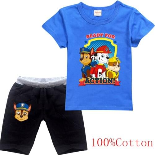 New PAW PATROL T Shirt Children Funny Tops Cartoon T-shirt Impostor Graphic Tees Hip Hop Unisex Tshirt Short 2Pcs