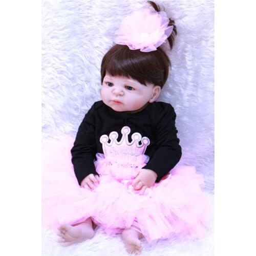 NPKCOLLECTION 55cm Full Silicone Reborn Girl Baby Doll Toys Realistic Newborn Princess Babies Doll Lovely Birthday Gift bonecas