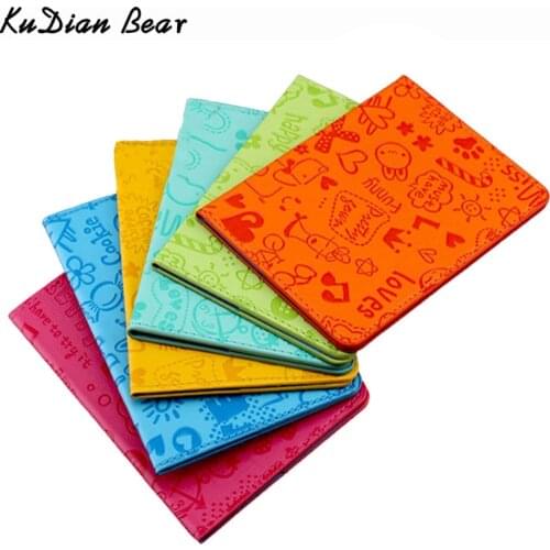 KUDIAN BEAR Travel Passport Holder Women Passport Cover Cartoon Cute Card Holder Fashion Travel Wallet for Documents BIH013 PM49