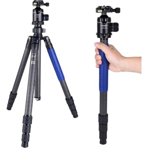 AOKA KU324C+KK44 Professional Outdoor Travel Low Gravity Carbon Fiber Camera Tripod