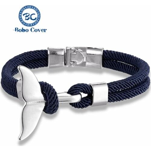 Simple couple Braided Rope Whale Tail Anchor Bracelet men women Nautical Survival Rope Chain Bracelet Male Handmade jewelry Gift