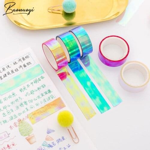 1Pc Rainbow Laser Tape PP Sticker Stationery Scrapbooking Decorative Adhesive Tapes DIY Masking Tape School Supplies Office Tool