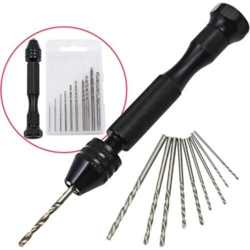 1set Hand Drill Bit Keyless Chuck Reamer Hand Twist Drill Clamping Mini Twist Drill Bit Micro Aluminum