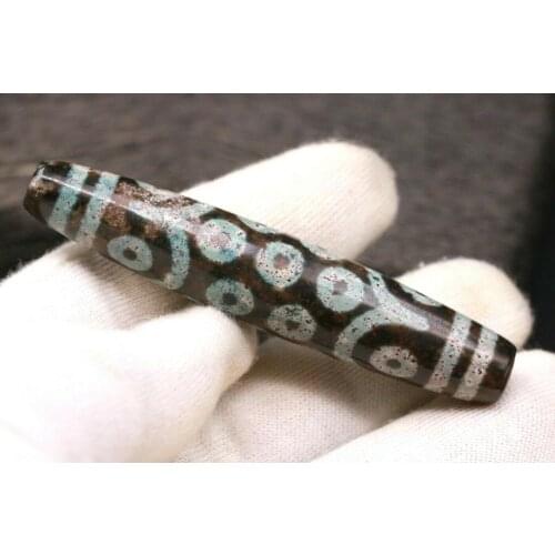 Treasure Magic Power Magic Tibetan Old Cinnabar 21 EYE TOTEM dZi Bead Pendant 79MM