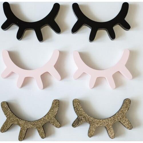 Sleepy Eyes Ornament Wooden Gold Black Unicorn Eyelash Birthday Party Room Decoration Wall Ornament